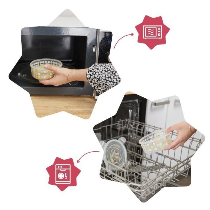 Badabulle MaxiBox, Pots de conservation, 3x300 ml, sans BPA, Couvercle