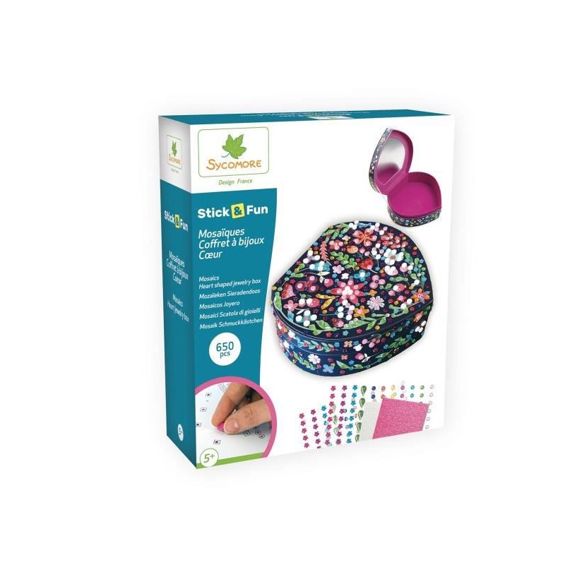 SYCOMORE - COFFRET A BIJOUX CoeUR - MOSAIQUES 3D