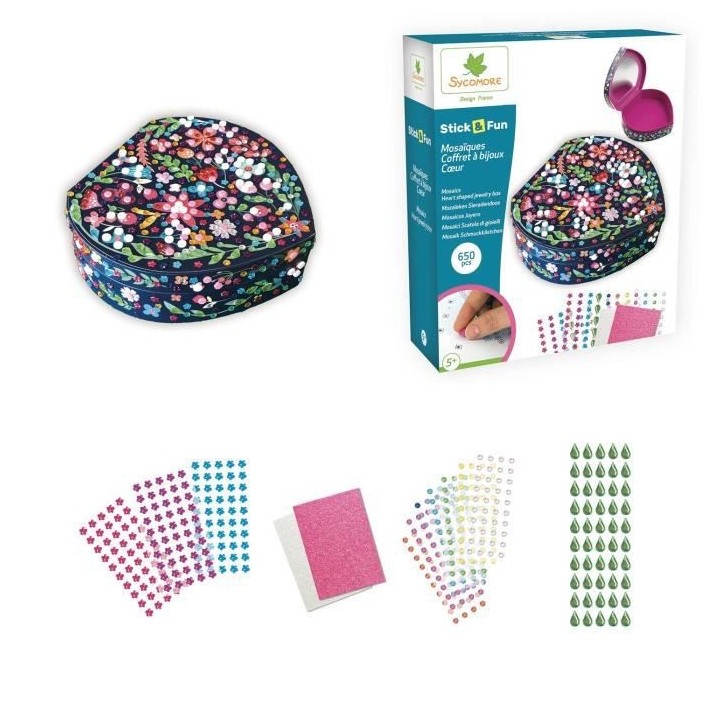 SYCOMORE - COFFRET A BIJOUX CoeUR - MOSAIQUES 3D