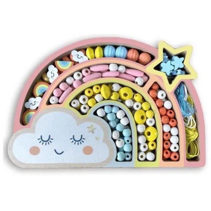 SYCOMORE -COFFRET ARC EN CIEL PERLES BOIS - CREER TES BIJOUX