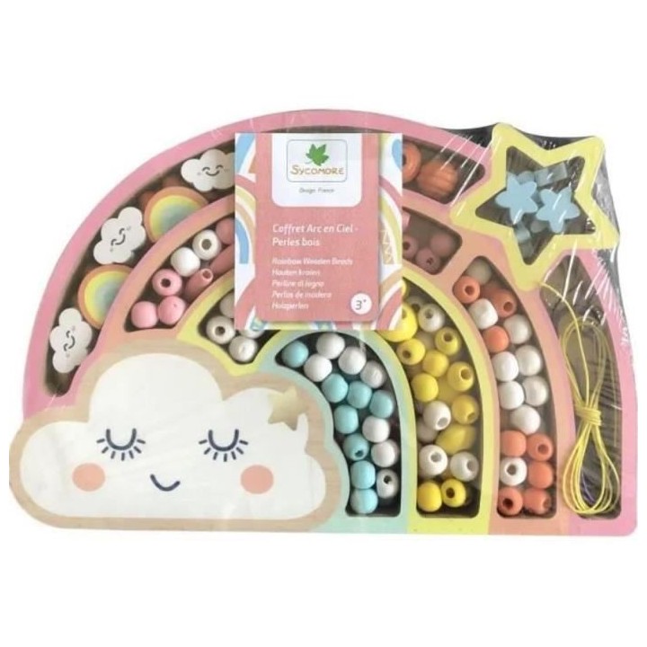 SYCOMORE -COFFRET ARC EN CIEL PERLES BOIS - CREER TES BIJOUX