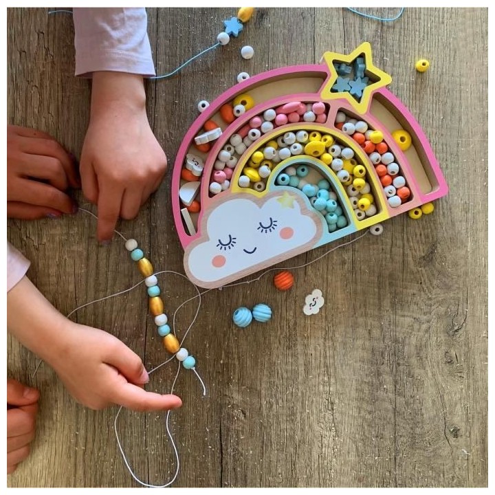SYCOMORE -COFFRET ARC EN CIEL PERLES BOIS - CREER TES BIJOUX