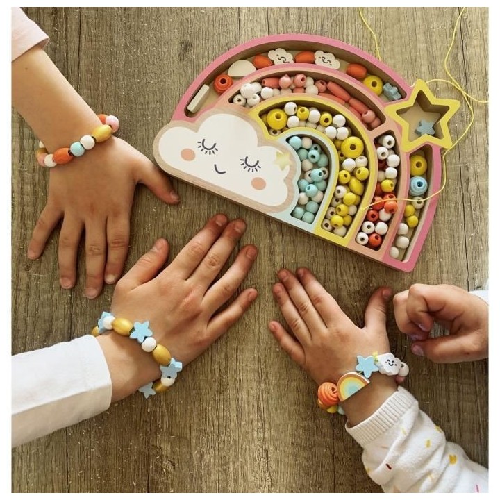 SYCOMORE -COFFRET ARC EN CIEL PERLES BOIS - CREER TES BIJOUX