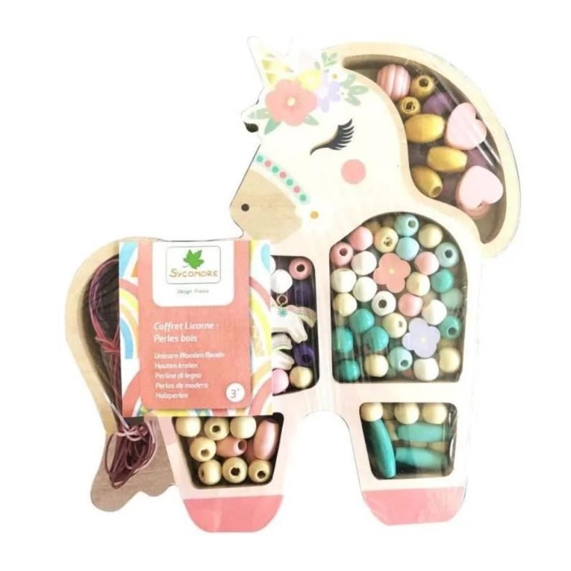 SYCOMORE COFFRET LICORNE PERLES BOIS - CREER TES BIJOUX