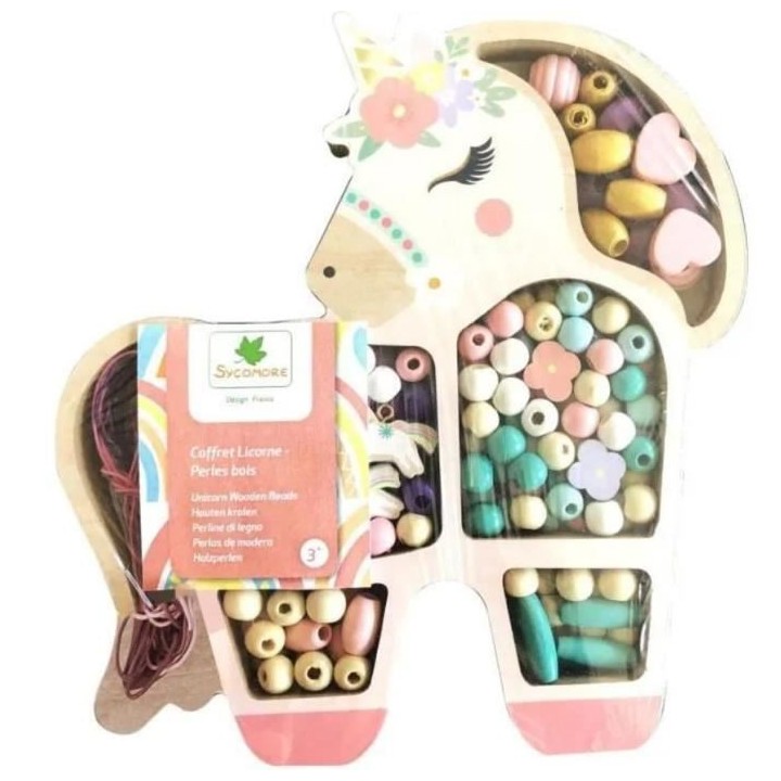 SYCOMORE COFFRET LICORNE PERLES BOIS - CREER TES BIJOUX