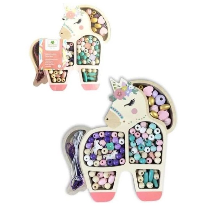SYCOMORE COFFRET LICORNE PERLES BOIS - CREER TES BIJOUX