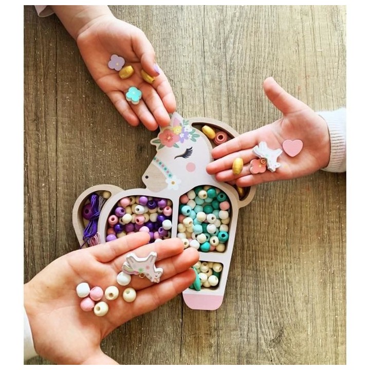 SYCOMORE COFFRET LICORNE PERLES BOIS - CREER TES BIJOUX