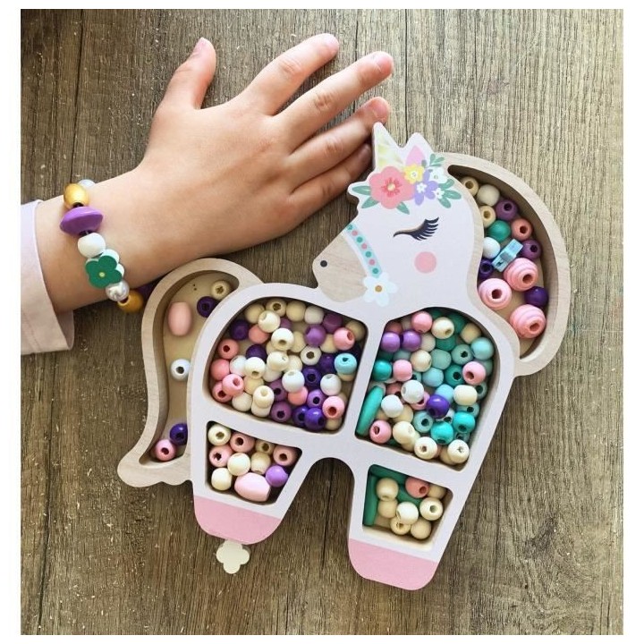 SYCOMORE COFFRET LICORNE PERLES BOIS - CREER TES BIJOUX