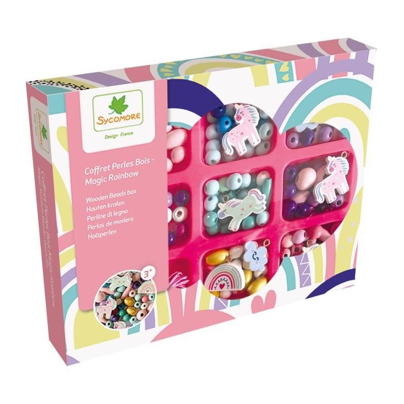 SYCOMORE - COFFRET PERLES BOIS MAGIC RAINBOW - CREER TES BIJOUX