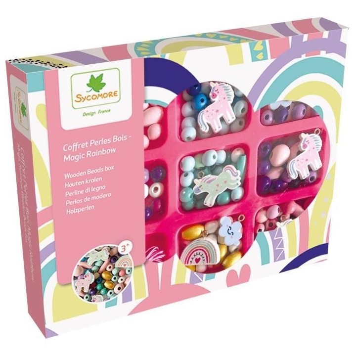 SYCOMORE - COFFRET PERLES BOIS MAGIC RAINBOW - CREER TES BIJOUX