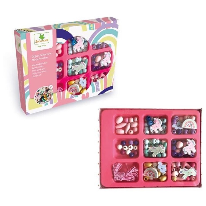 SYCOMORE - COFFRET PERLES BOIS MAGIC RAINBOW - CREER TES BIJOUX