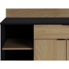 Buffet Cuisine - 2 portes + 1 tiroir - Mélaminé chene et noir - L 100 x P 42 x H 95 cm