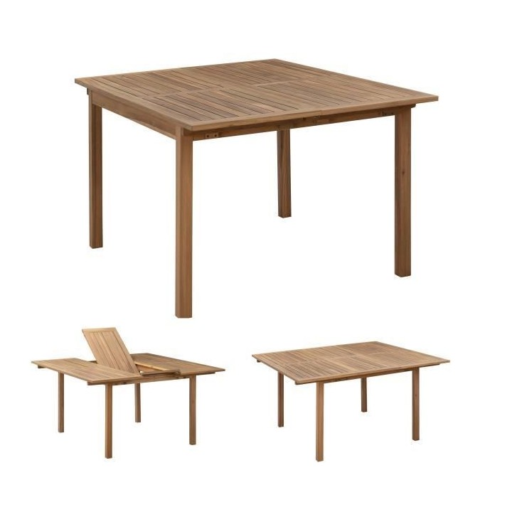 Table de jardin carré extensible 8 personnes - Acacia - Dimensions :