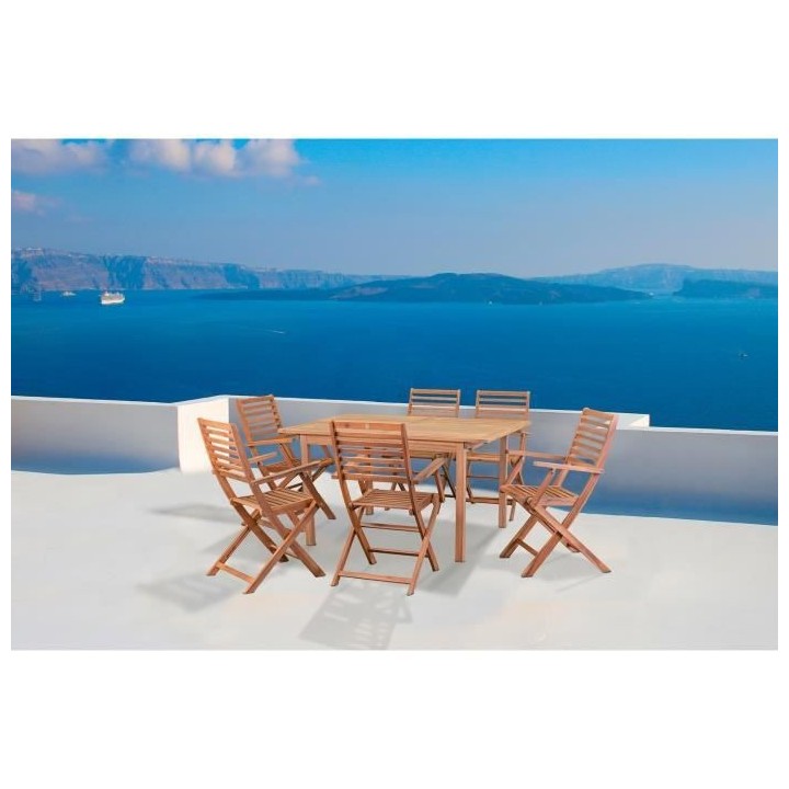 Table de jardin carré extensible 8 personnes - Acacia - Dimensions :