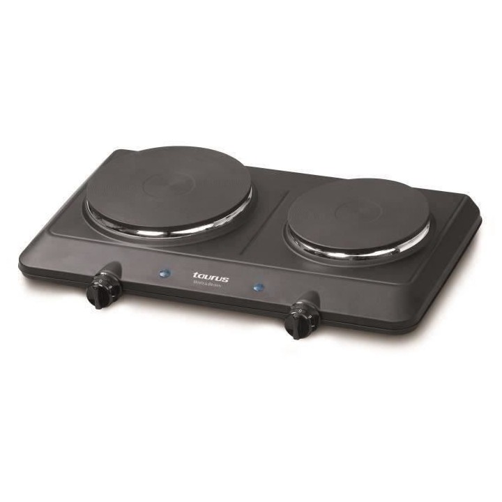 Réchaud 2 plaques TAURUS WHITE & BROWN - 2 feux - L50cm - Volcano Duo