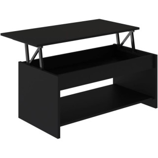Table basse HAPPY - Mélaminé noir - Plateau relevable - L 100 x P 50