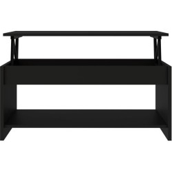 Table basse HAPPY - Mélaminé noir - Plateau relevable - L 100 x P 50 x H 44 cm