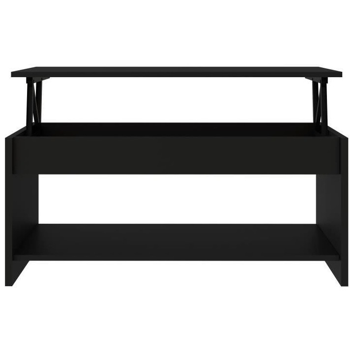 Table basse HAPPY - Mélaminé noir - Plateau relevable - L 100 x P 50