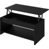 Table basse HAPPY - Mélaminé noir - Plateau relevable - L 100 x P 50 x H 44 cm