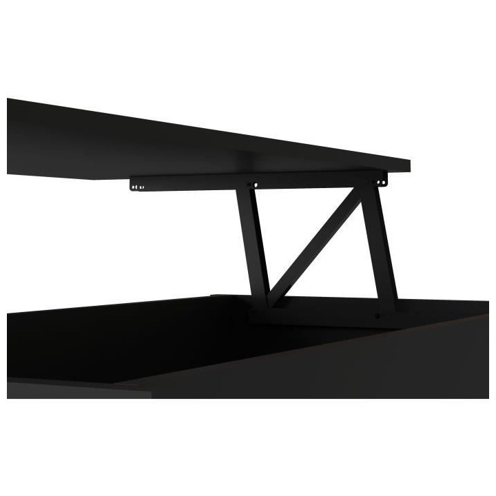 Table basse HAPPY - Mélaminé noir - Plateau relevable - L 100 x P 50