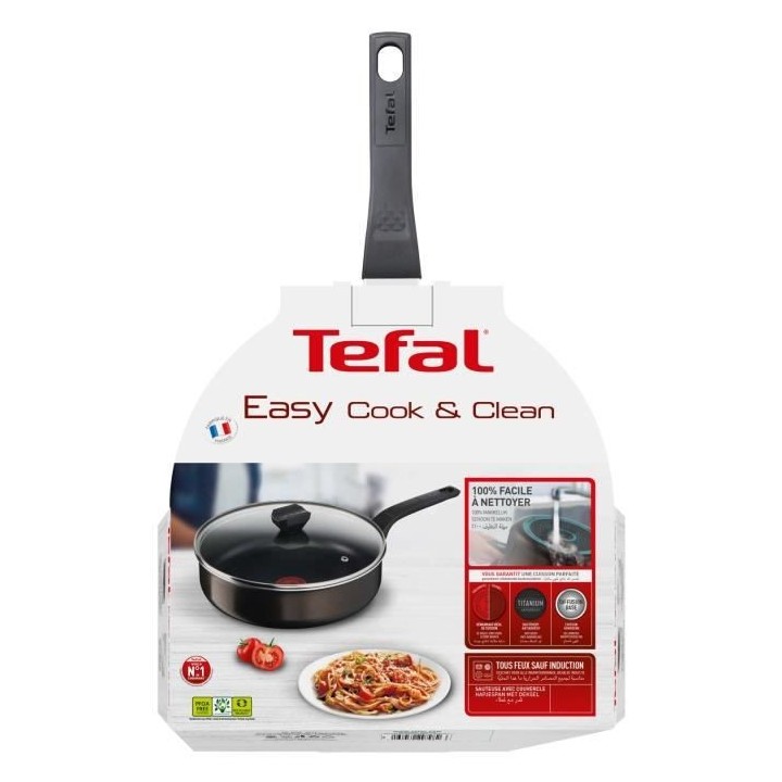 TEFAL B5543202 EASY COOK & CLEAN Sauteuse 24 cm avec couvercle, anti a