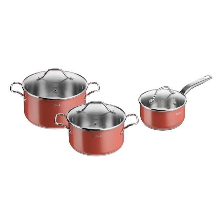 TEFAL Batterie de cuisine 6 pieces, Couvercles verre, Induction, Four,