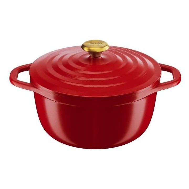 TEFAL E2544604 Air cocotte légere 24 cm fonte d'aluminium rouge, tous