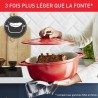 TEFAL E2548904 Air cocotte légere ovale 30x23 cm, fonte d'aluminium rouge, tous feux dont induction