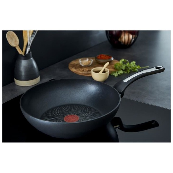 TEFAL Poele Wok 28 cm, Induction, Revetement antiadhésif, Fabriqué e