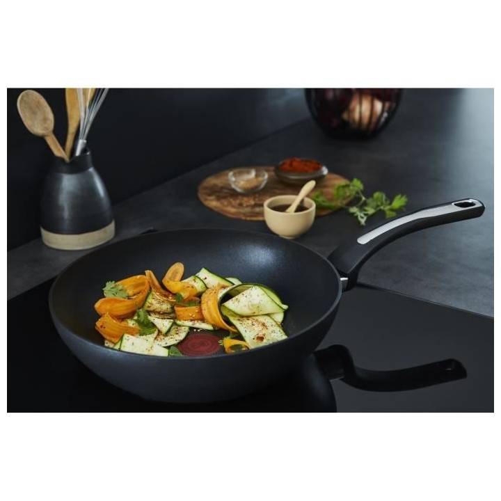TEFAL Poele Wok 28 cm, Induction, Revetement antiadhésif, Fabriqué e