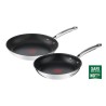 TEFAL G732S255 Lot de 2 poeles 24/28 cm, Induction, Revetement extérieur inox, Revetement intérieur antiadhésif, Duetto