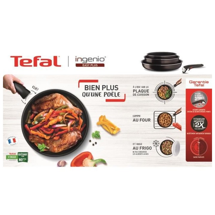 TEFAL L1507702 Ingenio Easy Plus Wok 26 cm, poignée non incluse, anti