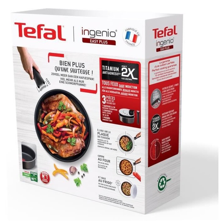 TEFAL INGENIO L1509002 Lot de 3 pieces, Sauteuse 24 cm + Couvercle + P
