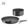 TEFAL INGENIO Lot de 3 pieces, Poele 28 cm, Casserole 18 cm, Poignée, Induction, Céramique, Fabriqué en France, Renew L260930