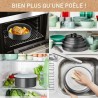 TEFAL INGENIO Lot de 3 pieces, Poele 28 cm, Casserole 18 cm, Poignée, Induction, Céramique, Fabriqué en France, Renew L260930