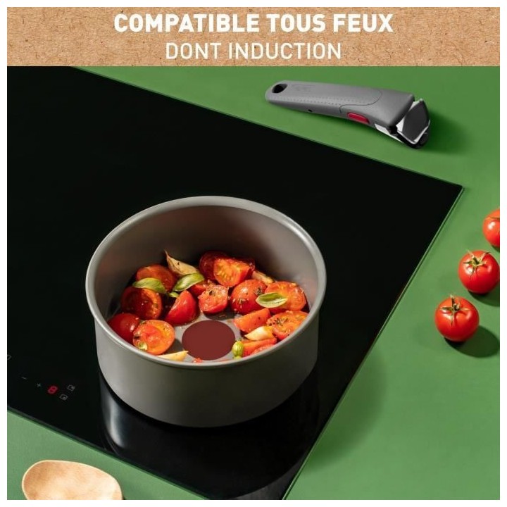 TEFAL INGENIO Lot de 3 pieces, Poele 28 cm, Casserole 18 cm, Poignée,