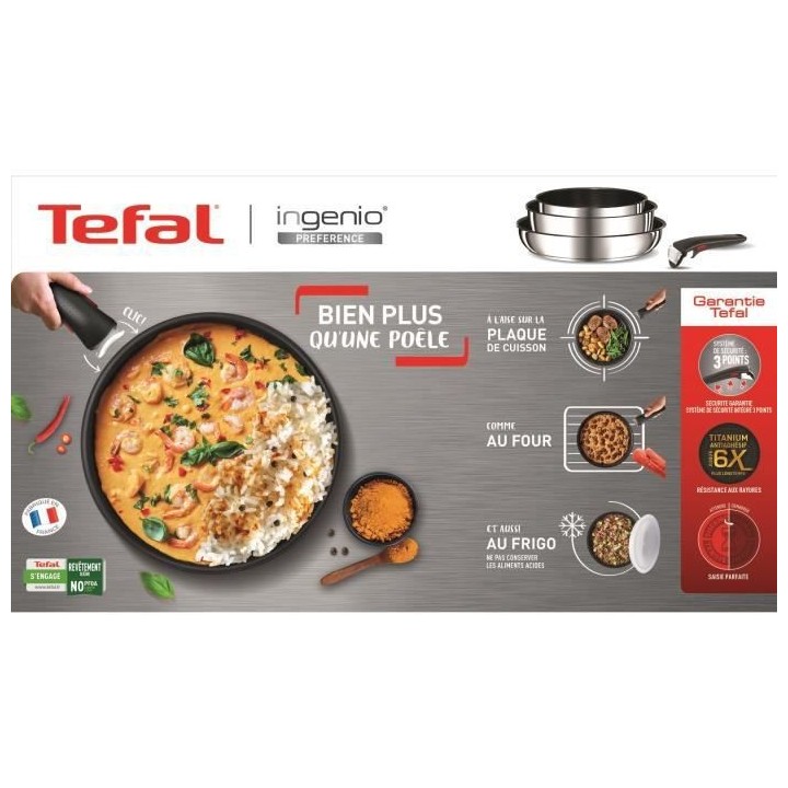 TEFAL L9730402 INGENIO PREFERENCE Poele 24 cm, inox, antiadhésif, poi