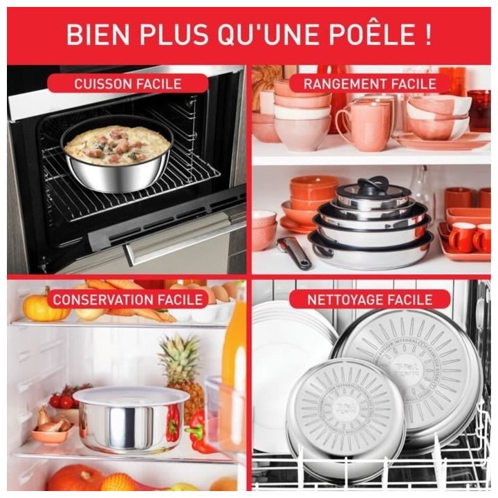 TEFAL L9730402 INGENIO PREFERENCE Poele 24 cm, inox, antiadhésif, poi