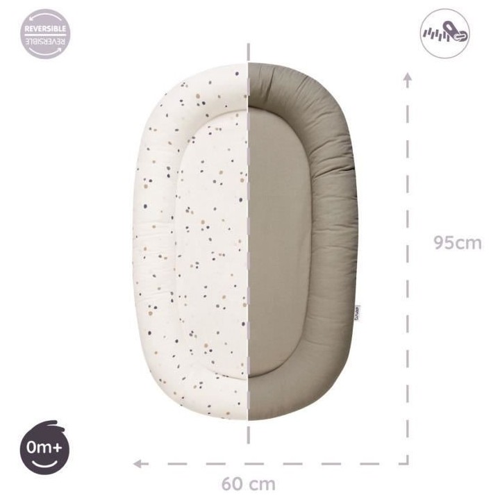 Réducteur de lit TINEO - Réversible et déhoussable - 95x60 cm