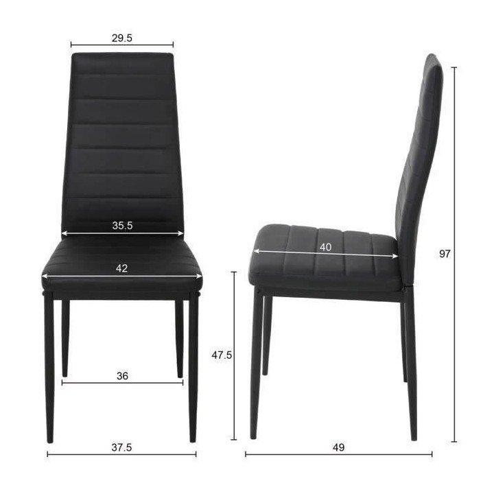 Ensemble Table a manger L 140 x P 80 cm + 6 chaises - Métal - Plateau