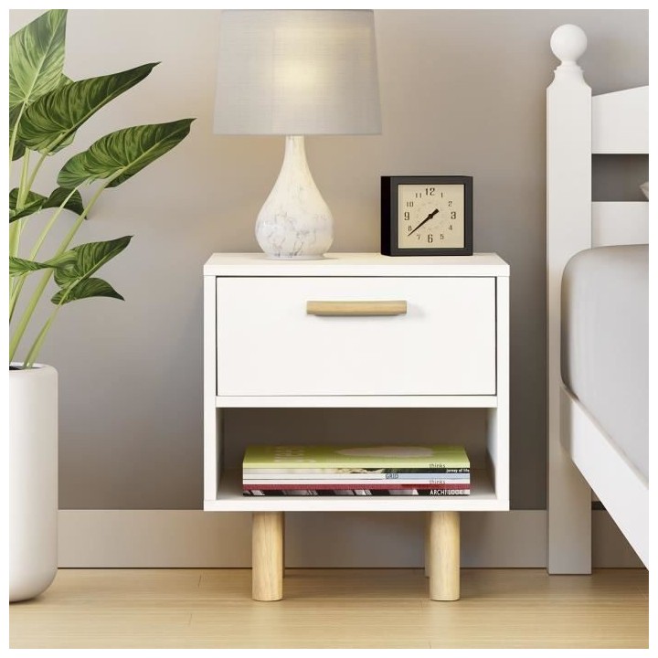 Table de chevets avec poignées - Pieds bois de pin blanc - LILA