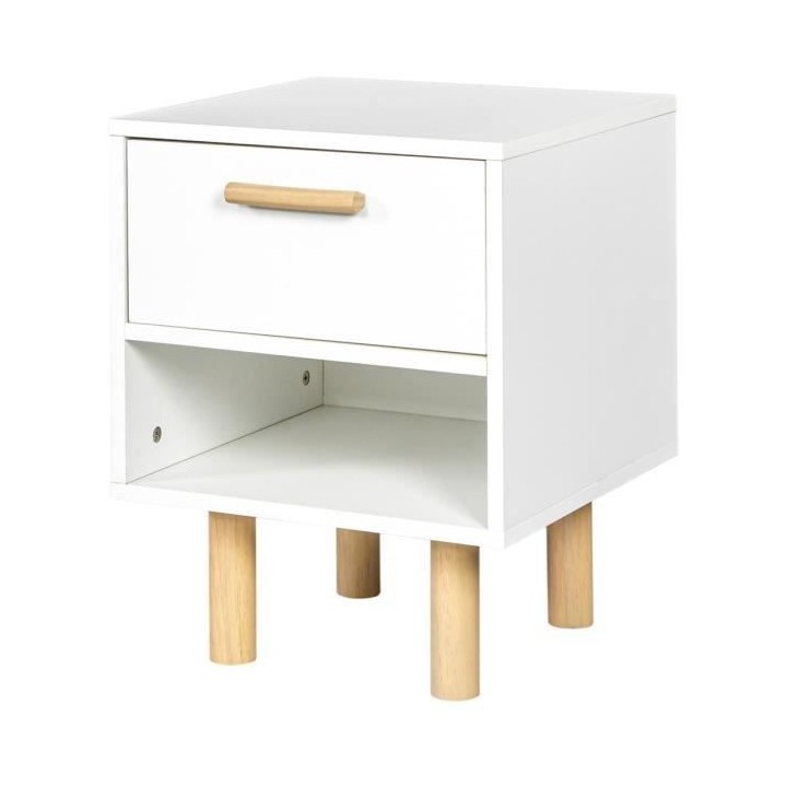 Table de chevets avec poignées - Pieds bois de pin blanc - LILA