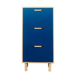 Meuble a chaussures - Pieds bois de pin bleu - LILA