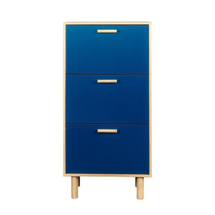 Meuble a chaussures - Pieds bois de pin bleu - LILA