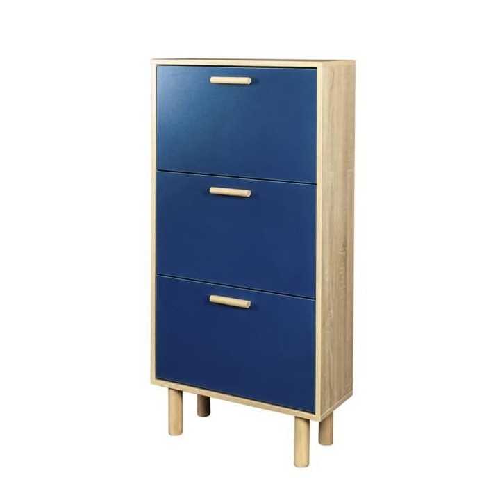 Meuble a chaussures - Pieds bois de pin bleu - LILA