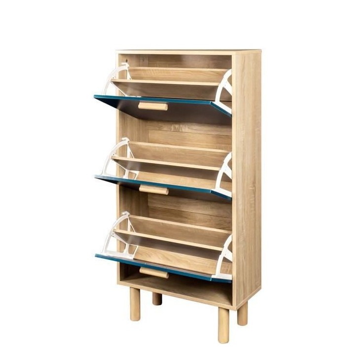 Meuble a chaussures - Pieds bois de pin bleu - LILA