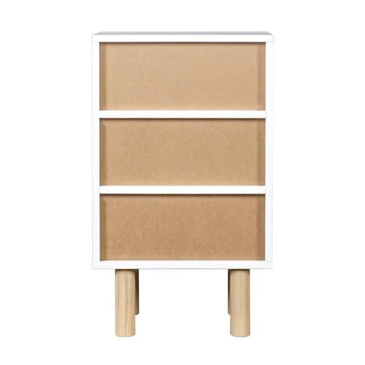 Rangement 2 portes et 1 tiroir - Mélaminé blanc - Pieds et poignées