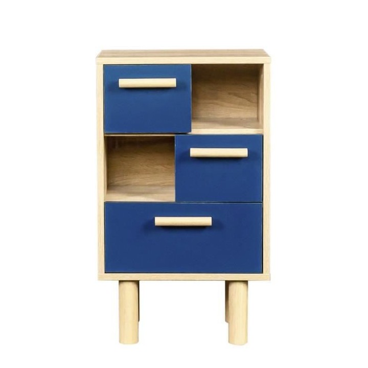 Rangement avec 2 portes - Pieds bois de pin bleu - LILA