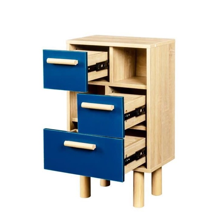 Rangement avec 2 portes - Pieds bois de pin bleu - LILA