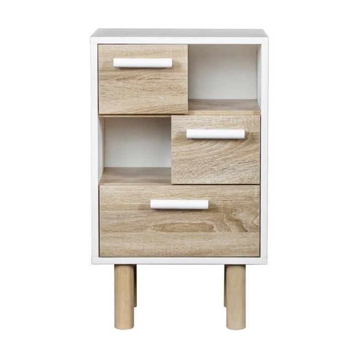Rangement avec 2 portes - Pieds bois de pin blanc - LILA